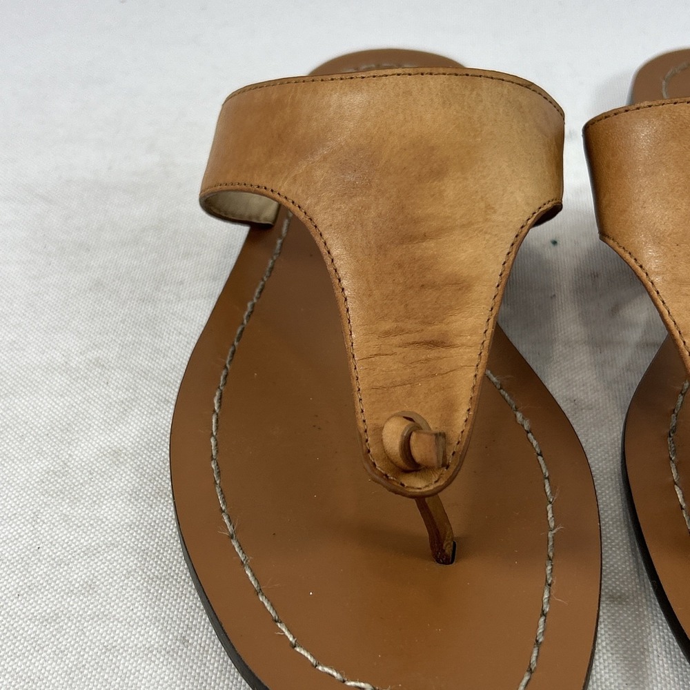 J. Crew Thong Sandals Women's Size 6 Genuine Leather Brown Tan Slides - Picture 8 of 14